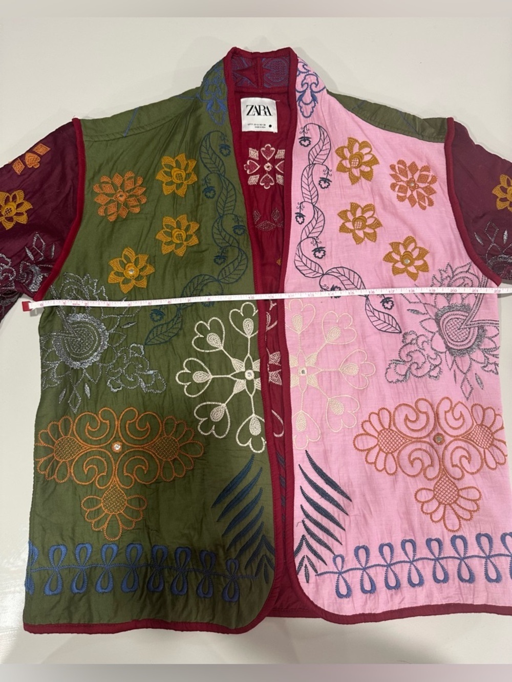 ZARA Multicolor Embroidered Patchwork Quilted Jacket - Picture 4 of 5